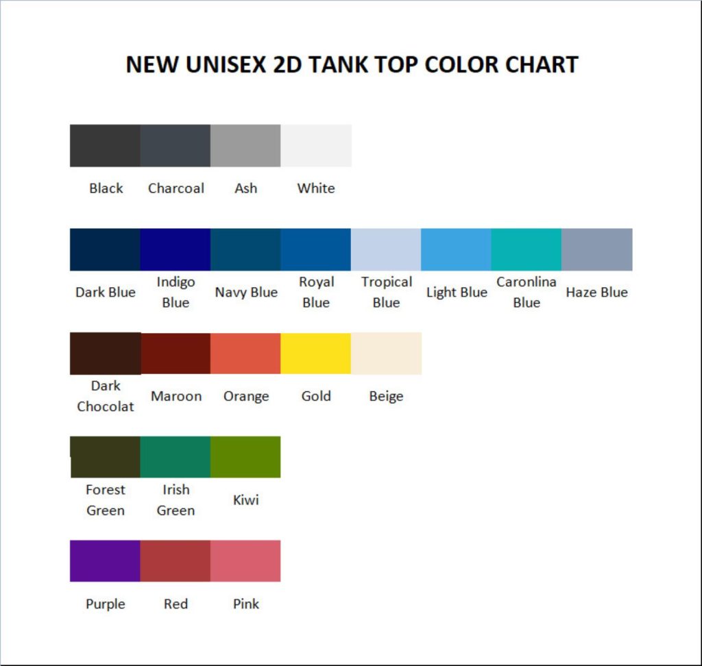 tank top color chart - Cavalier King Charles Spaniel Gifts