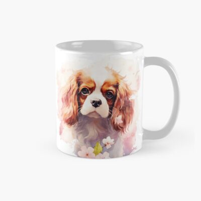 Pink Floral Cavalier King Charles Spaniel Mug