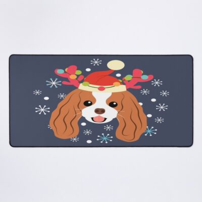 Reindeer Santa Cavalier King Charles Spaniel Christmas Mouse Pad