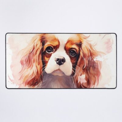 Pink Floral Cavalier King Charles Spaniel Mouse Pad