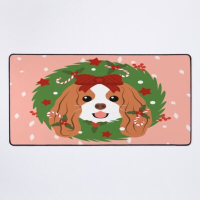 Cavalier King Charles Spaniel Christmas Wreath Mouse Pad